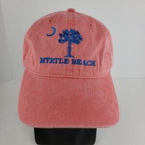 Myrtle Beach Coral Pink Hat Cap 100% Cotton Adjustable Cap Hook and Loop